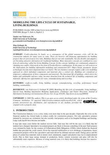 modelling the life-cycle of sustainable, living buildings - ITcon