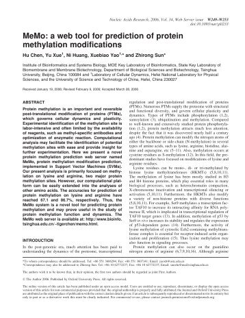 MeMo: a web tool for prediction of protein methylation modifications