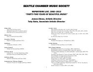 SEATTLE CHAMBER MUSIC FESTIVAL REPERTOIRE, 1982 - 1997