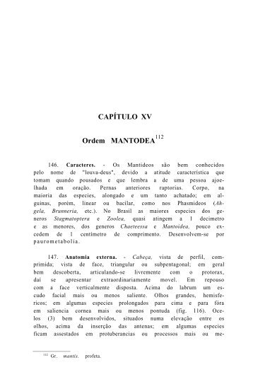 Ordem MANTODEA - Acervo Digital de Obras Especiais