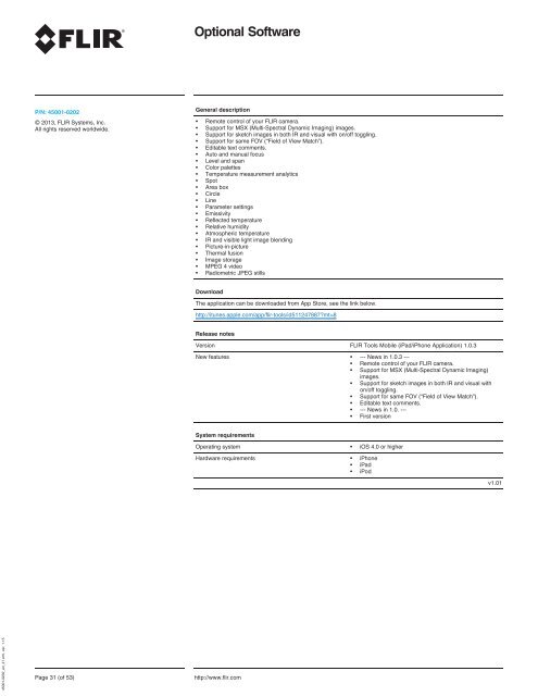 Optional Software - FLIR Customer Support Center - Flir Systems