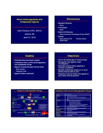 New Drugs Antiplatelets-Antithrombotics - John Fanikos, RPh, MBA ...