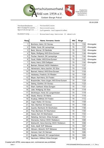 Sieben Berge Pokal Verbandsebene ... - SSV Alfeld