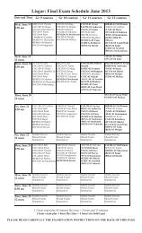 Lisgar: Final Exam Schedule June 2013 - Lisgar Collegiate Institute