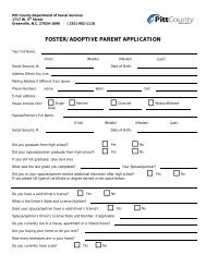 Foster/Adoptive Parent Application - Pitt County Government