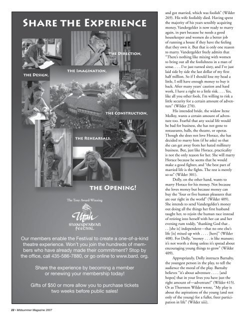 Midsummer Magazine 2007 - Utah Shakespearean Festival