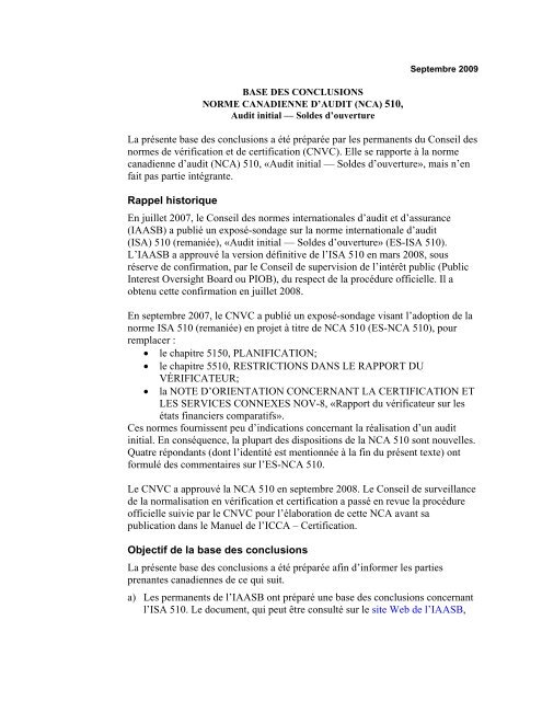 Audit initial â Soldes d'ouverture - Normes d'information financiÃ¨re ...