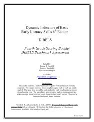 Fourth Grade Scoring Booklet - Dibels - University of Oregon