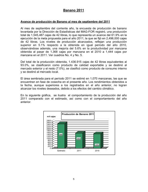 Informe de Producción Agropecuaria Acumulado a Octubre ... - magfor