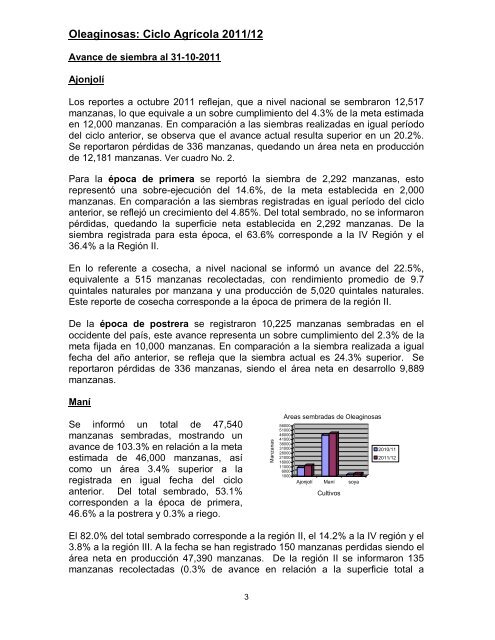 Informe de Producción Agropecuaria Acumulado a Octubre ... - magfor