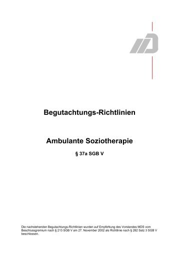 Begutachtungs-Richtlinie Ambulante Soziotherapie - GKV ...