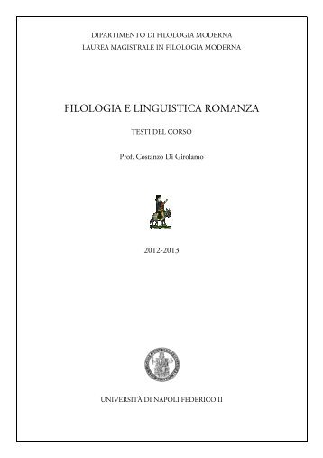 filologia e linguistica romanza - Dipartimento di Filologia Moderna