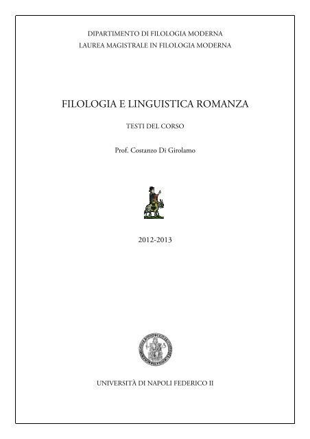 filologia e linguistica romanza - Dipartimento di Filologia Moderna