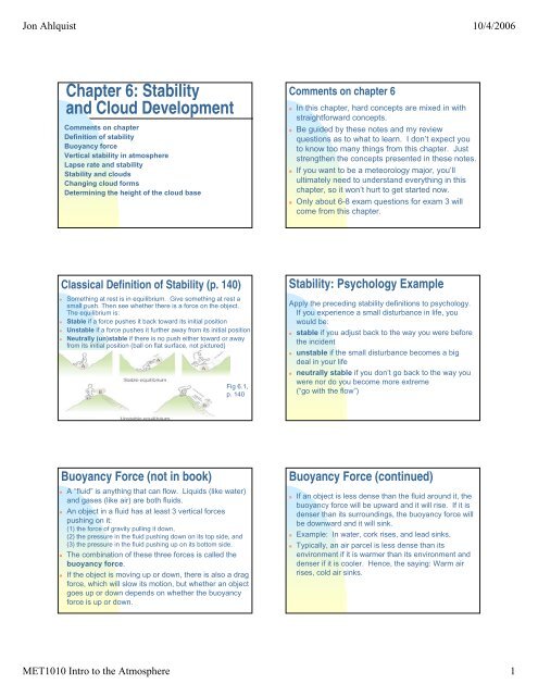 Chapter 6: Stability and Cloud Development