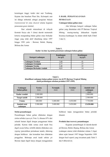 KEGIATAN PENDATAAN BAHAN GALIAN EMAS YANG ...