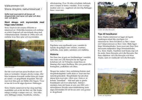 VÃ¤lkommen till Stora AlsjÃ¶ns naturreservat ! - Traneving