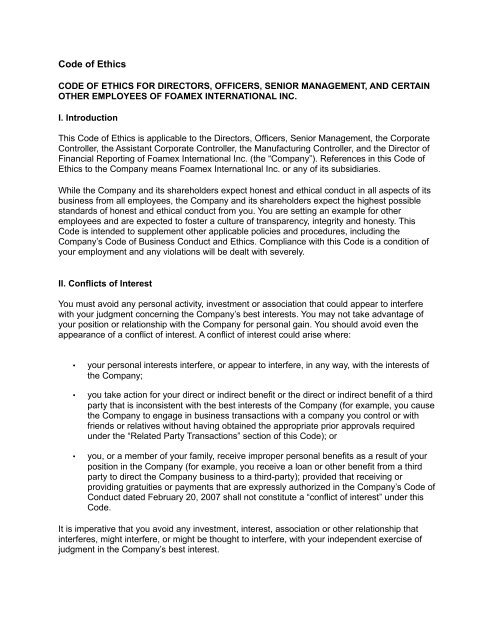 Code Of Ethics Fxi