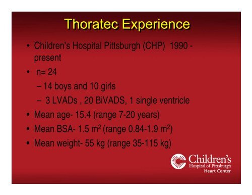 Pediatric Ventricular Assist Devices - University of Minnesota ...