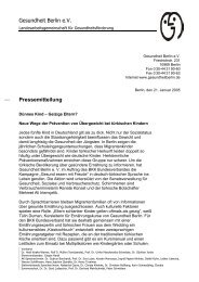 Gesundheit Berlin e.V. Pressemitteilung - Saglik Berlin