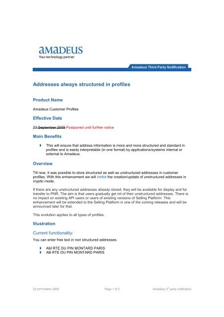 2009-09-23 POSTPONED UFN - Addresses always ... - Amadeus