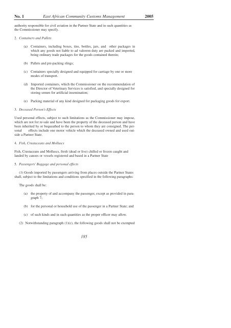 East African Community Customs Management Act, 2004 - VERTIC