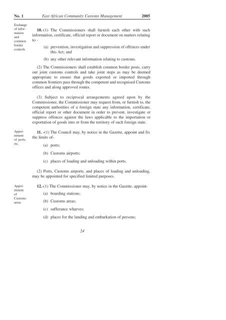 East African Community Customs Management Act, 2004 - VERTIC