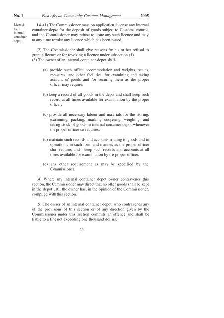 East African Community Customs Management Act, 2004 - VERTIC