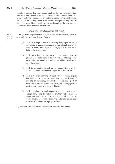 East African Community Customs Management Act, 2004 - VERTIC