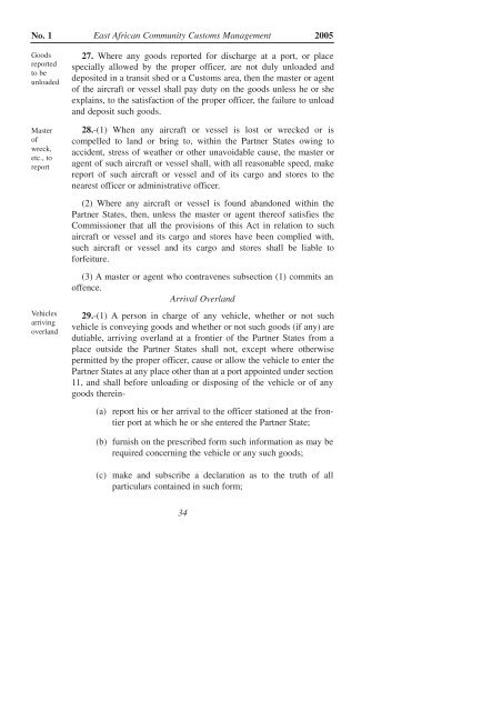 East African Community Customs Management Act, 2004 - VERTIC