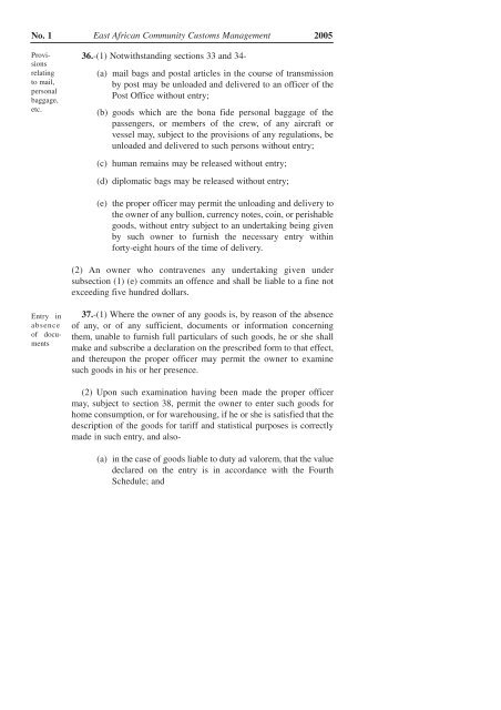 East African Community Customs Management Act, 2004 - VERTIC