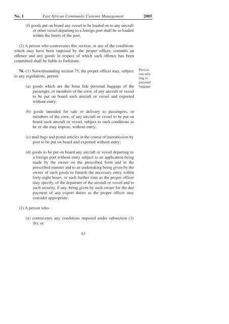 East African Community Customs Management Act, 2004 - VERTIC