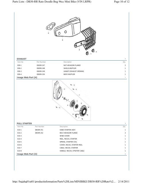 Parts Lists - DB30-RR Rato Doodle Bug 96cc - Baja Motorsports