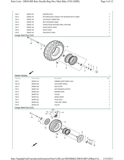 Parts Lists - DB30-RR Rato Doodle Bug 96cc - Baja Motorsports