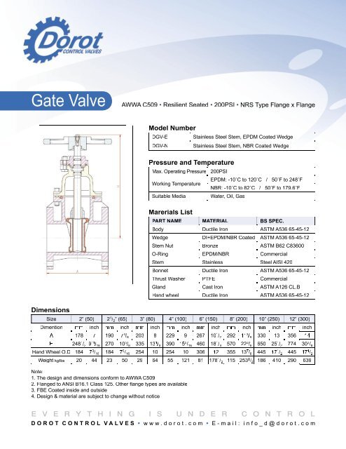 Gate Valve - Dorot Control Valves