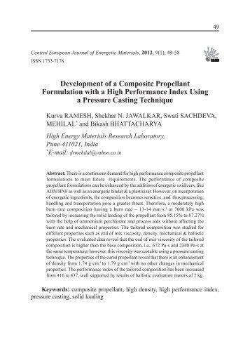Development of a Composite Propellant Formulation with a High ...