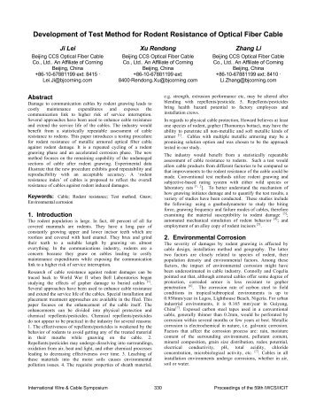 Development of Test Method for Rodent Resistance of Optical Fiber ...