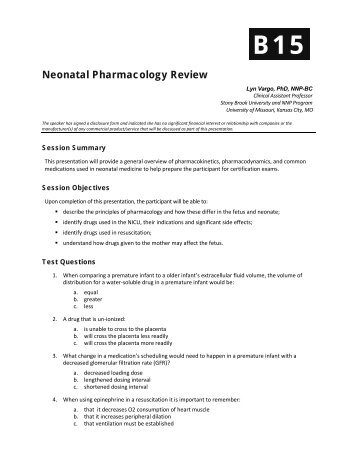 Neonatal Pharmacology Review - FANNP