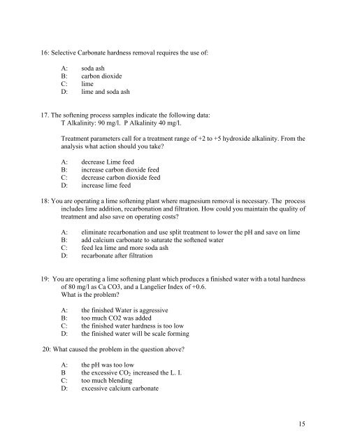 A&B Test Questions - Florida Rural Water Association