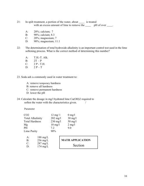 A&B Test Questions - Florida Rural Water Association