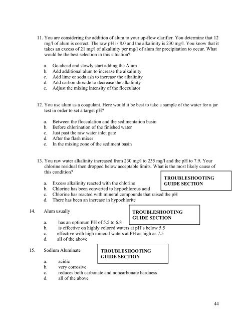 A&B Test Questions - Florida Rural Water Association