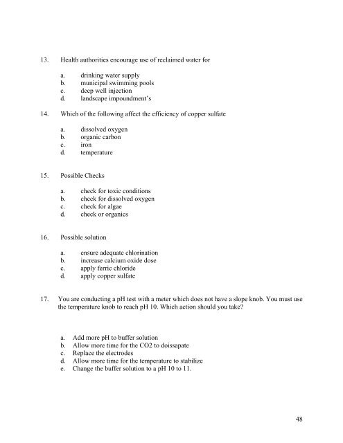 A&B Test Questions - Florida Rural Water Association