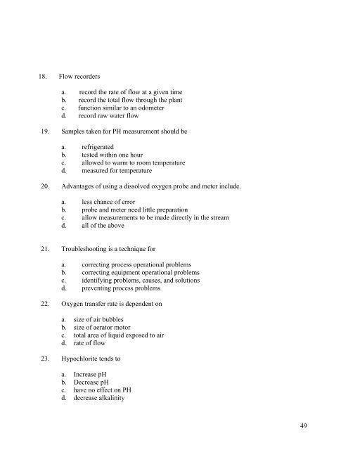 A&B Test Questions - Florida Rural Water Association