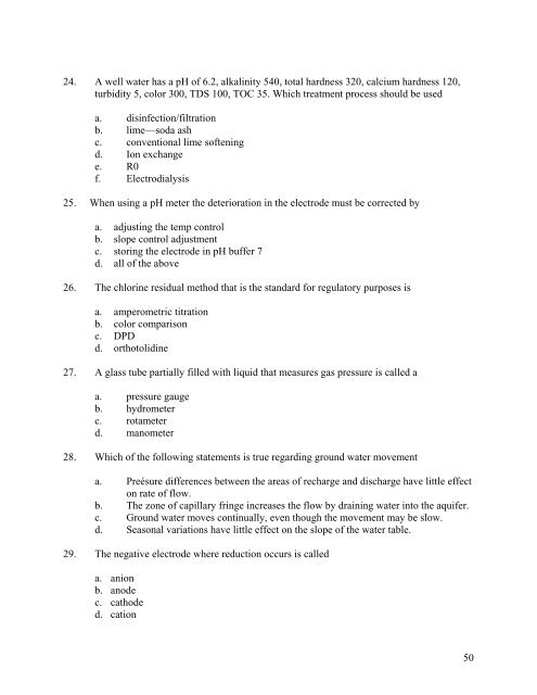 A&B Test Questions - Florida Rural Water Association