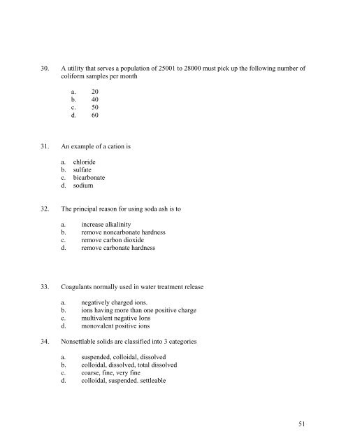 A&B Test Questions - Florida Rural Water Association