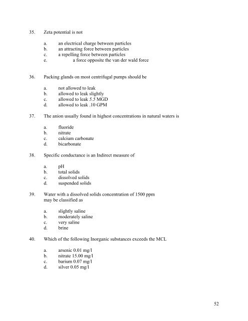 A&B Test Questions - Florida Rural Water Association