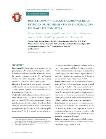 PreeclaMPsIa y rIesgO cardIOvascular: estudIO de ... - FECOLSOG