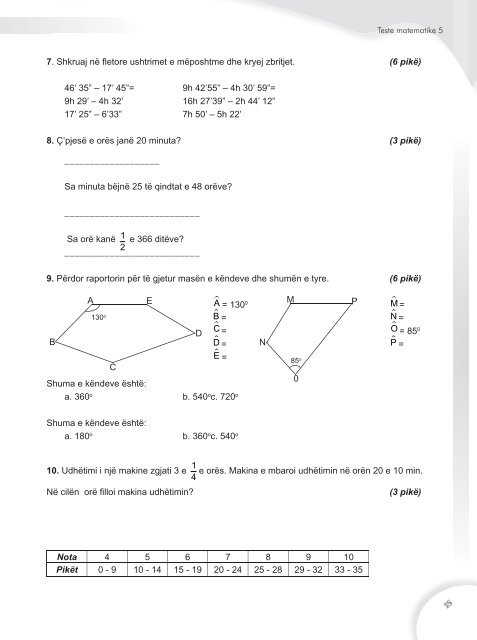 Testet Matematika 5 - Albas