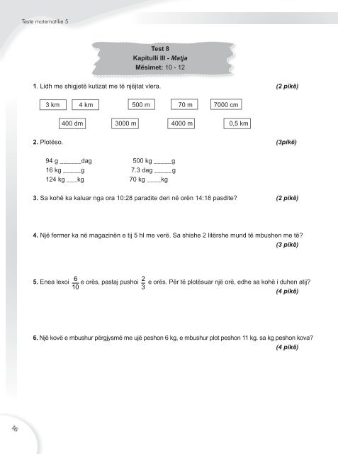 Testet Matematika 5 - Albas