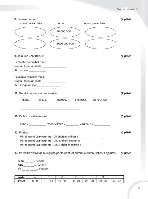 Testet Matematika 5 - Albas