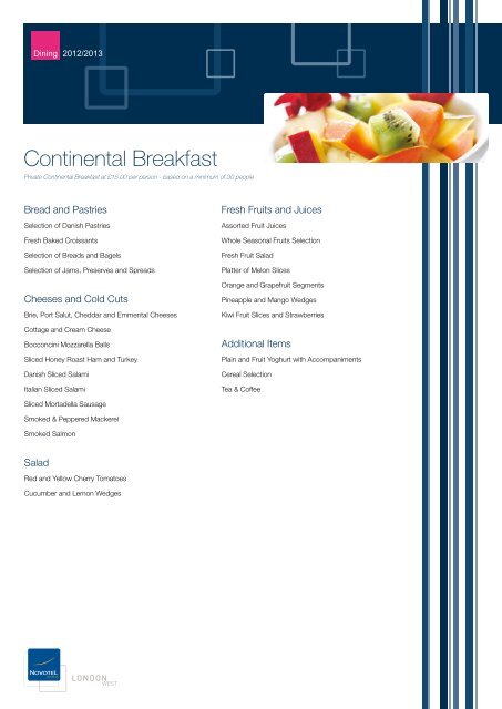 Breakfasts - Novotel London West